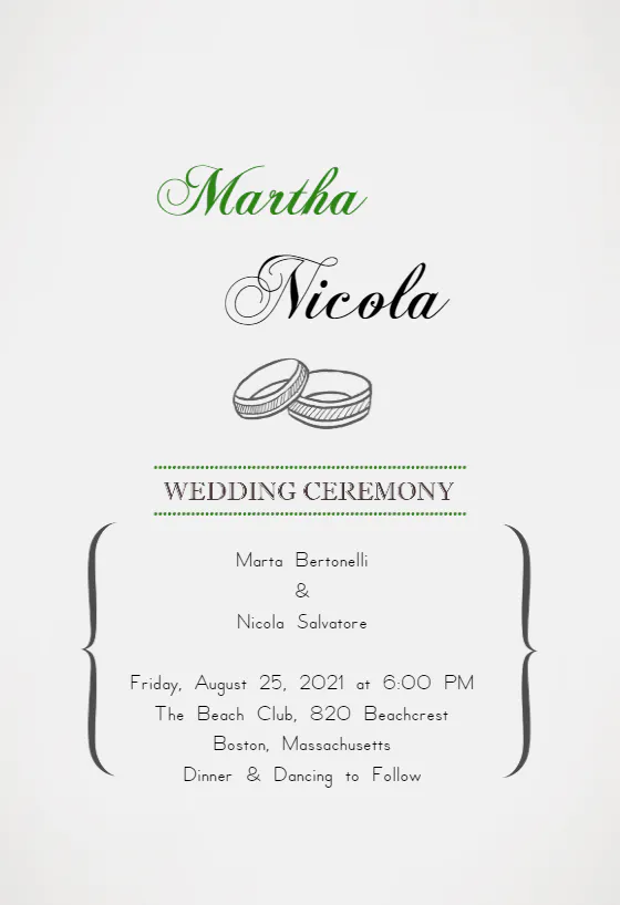 Wedding rings - wedding invitation