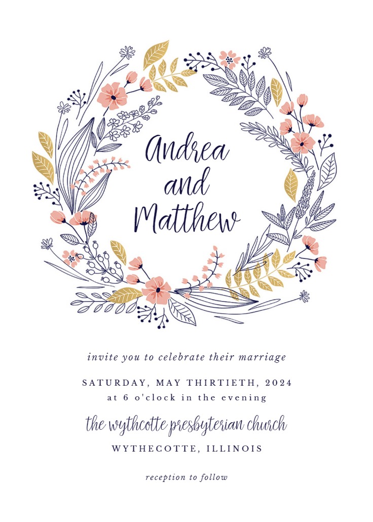 Floral Swirls - Wedding Invitation Template (Free) | Greetings Island