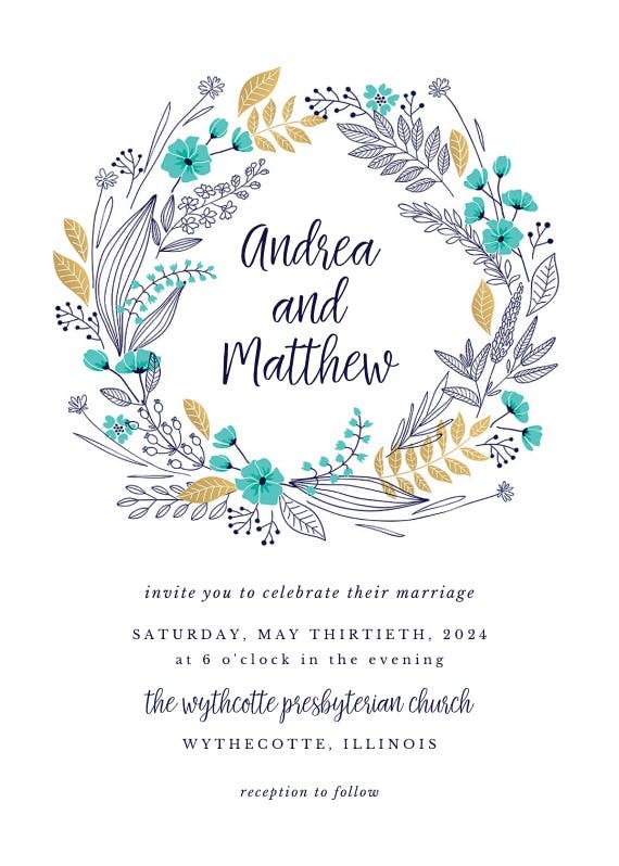 Wedding wreath - wedding invitation