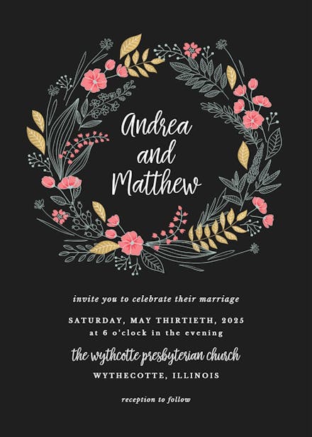 Wedding wreath - wedding invitation