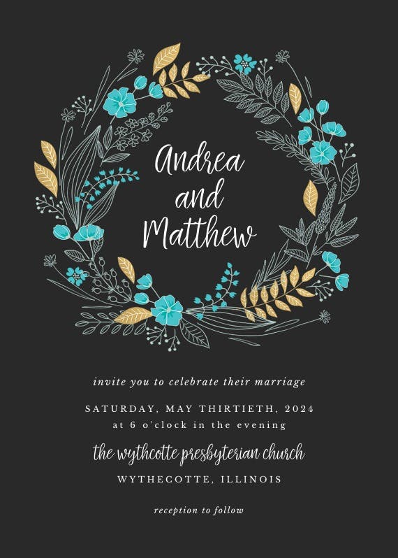Wedding wreath - wedding invitation