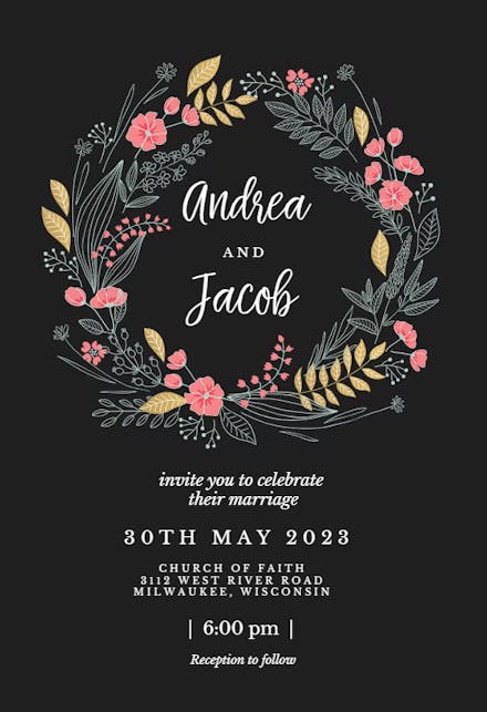 Wedding Wreath - Wedding Invitation Template (Free) | Greetings Island