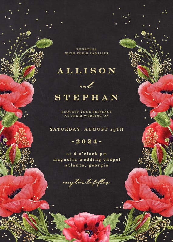 Whimsical poppies -  invitación de boda