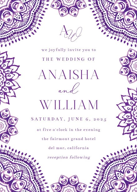 White and blue - wedding invitation