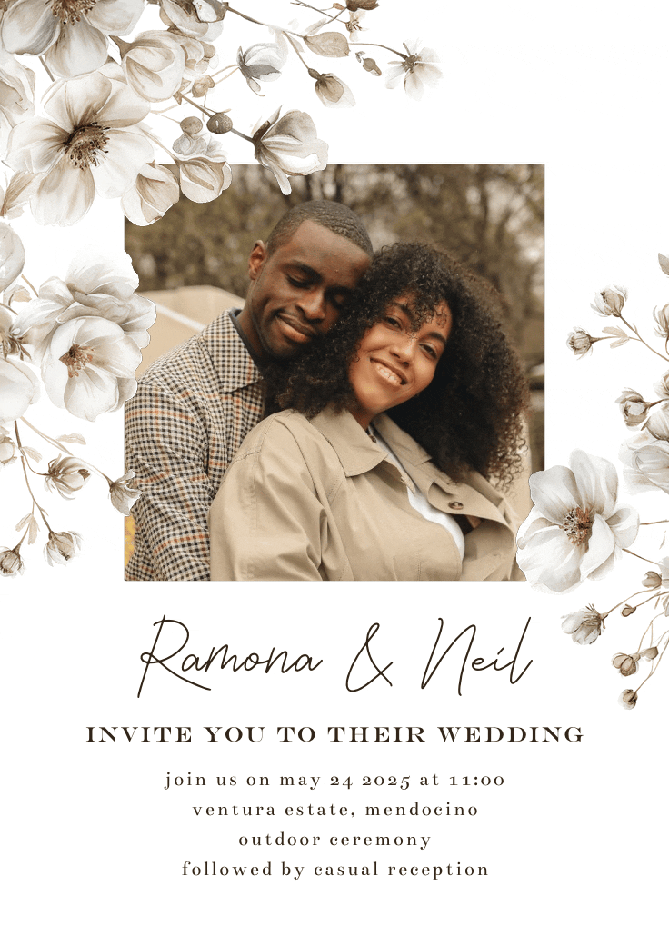 White and gold - invitación de boda