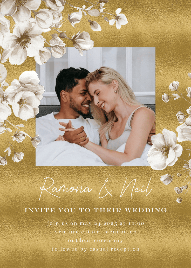 White and gold - wedding invitation