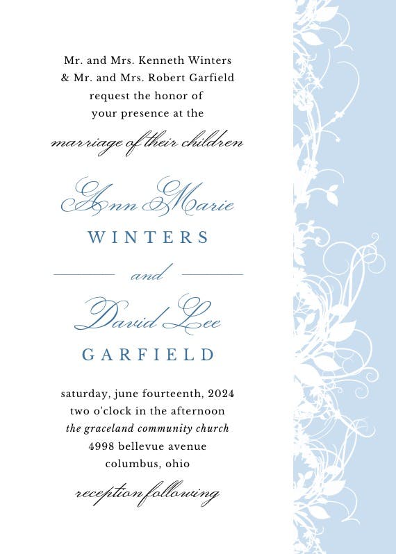 White floral -  invitación de boda