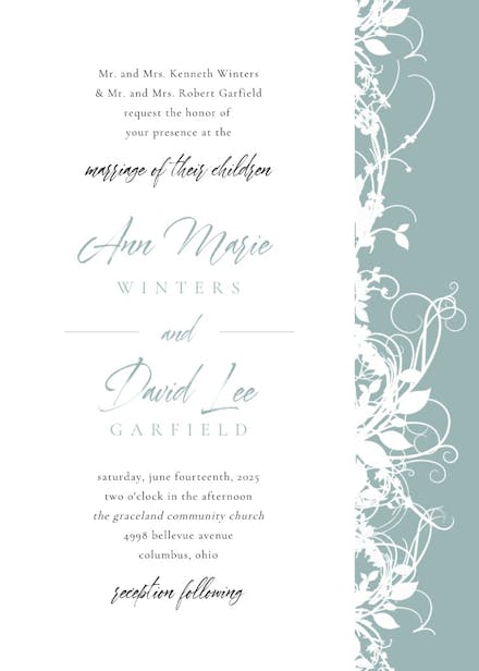 White floral - wedding invitation