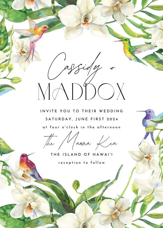 White orchids - wedding invitation