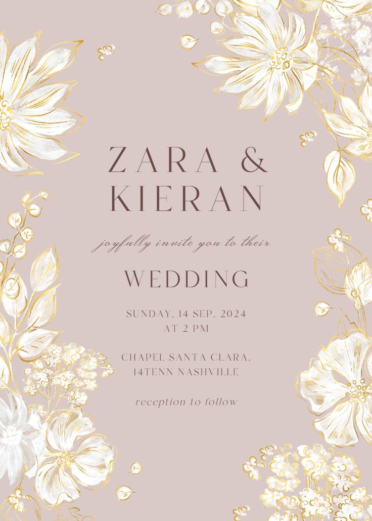 White petals - wedding invitation