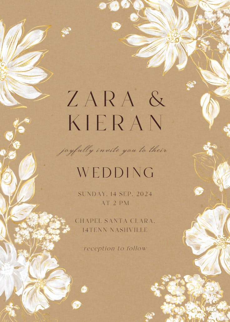 White petals - wedding invitation