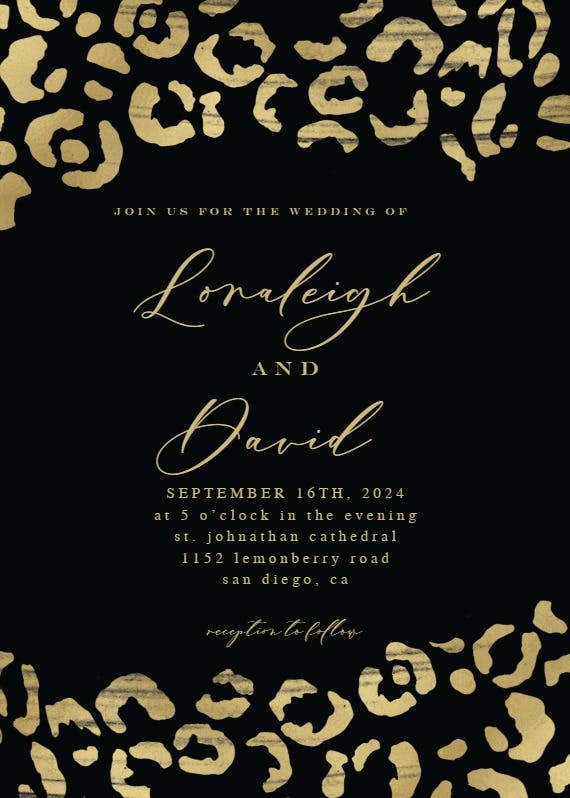 Wild leopard - wedding invitation