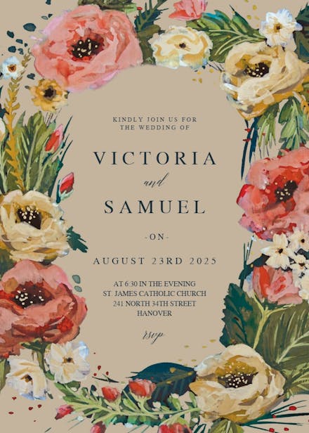 Wild roses - wedding invitation