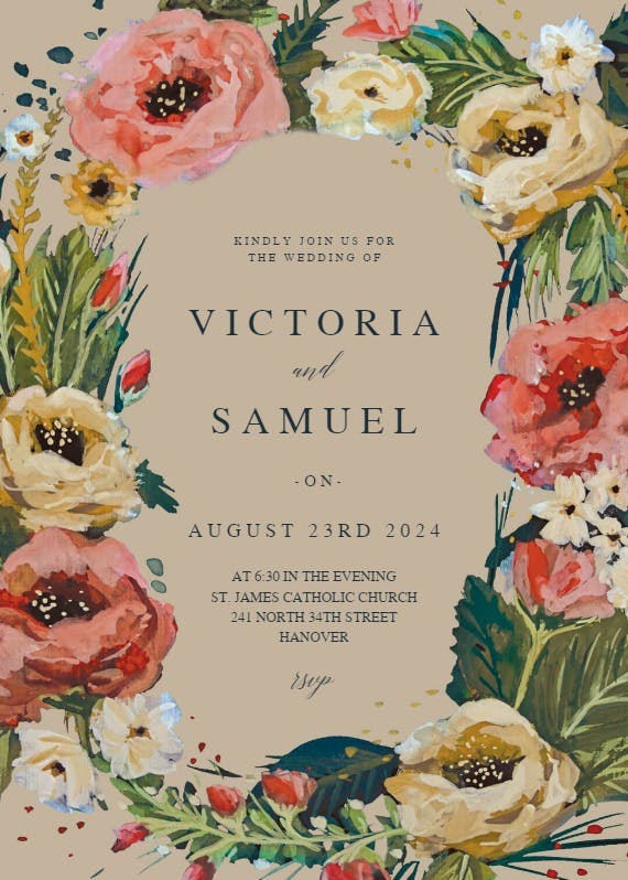 Wild roses - wedding invitation