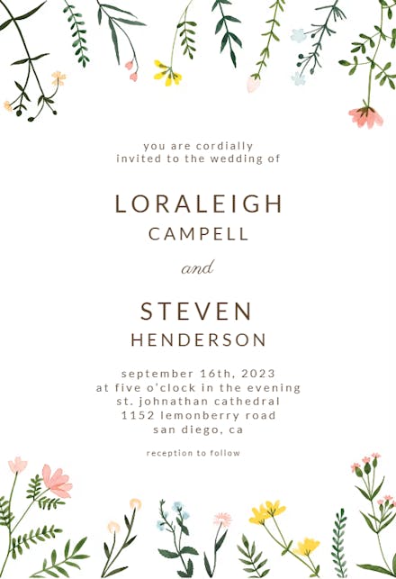 Wedding Invitations Wildflowers Best Flower Site