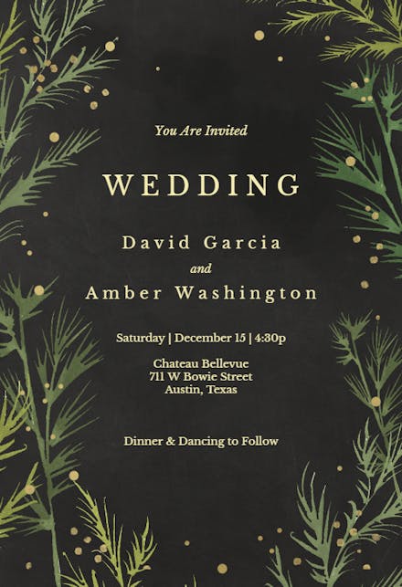 Winter greenery - wedding invitation