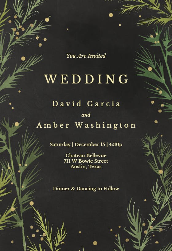 Winter greenery -  invitación de boda