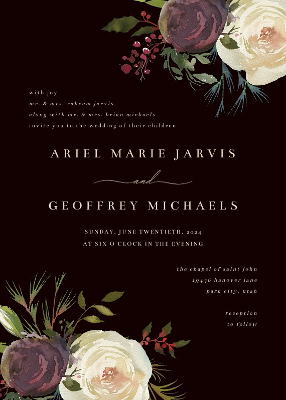 Floral Swirls - Wedding Invitation Template (Free) | Greetings Island