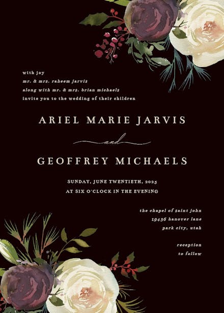 Winter rose - wedding invitation
