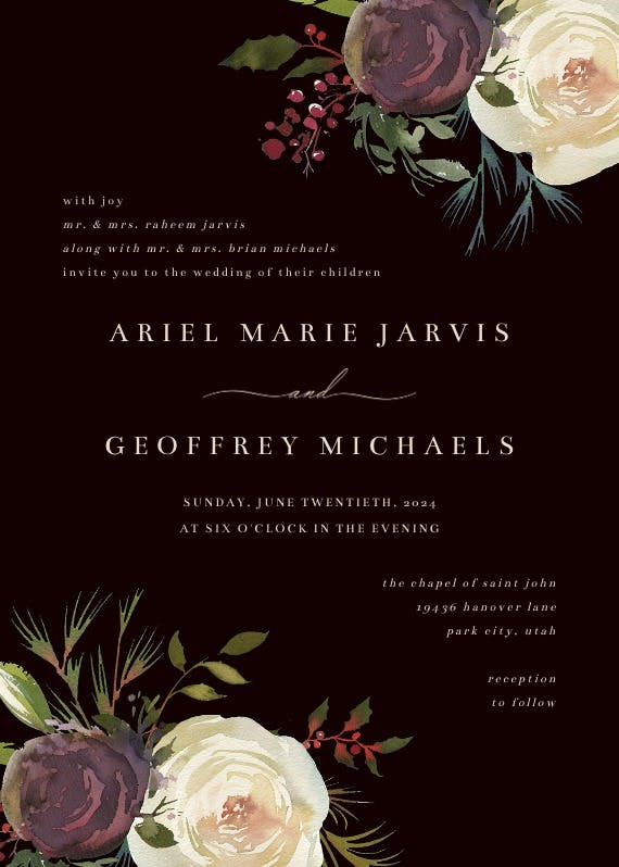Winter rose - wedding invitation