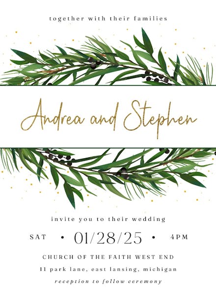 Winter wreath - wedding invitation