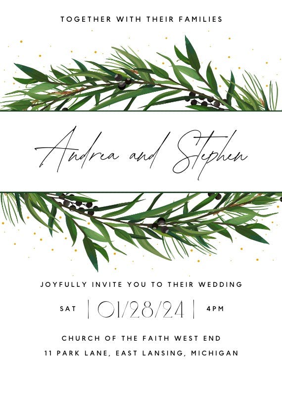 Winter wreath -  invitación de boda