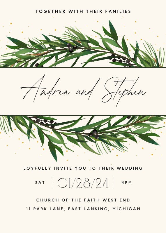 Winter wreath - wedding invitation