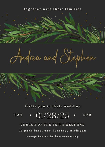 Winter wreath - wedding invitation