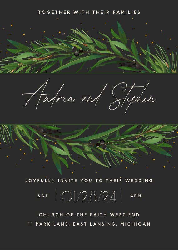 Winter wreath - wedding invitation
