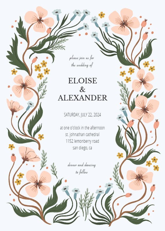 Wonderland floral by meghann rader - wedding invitation