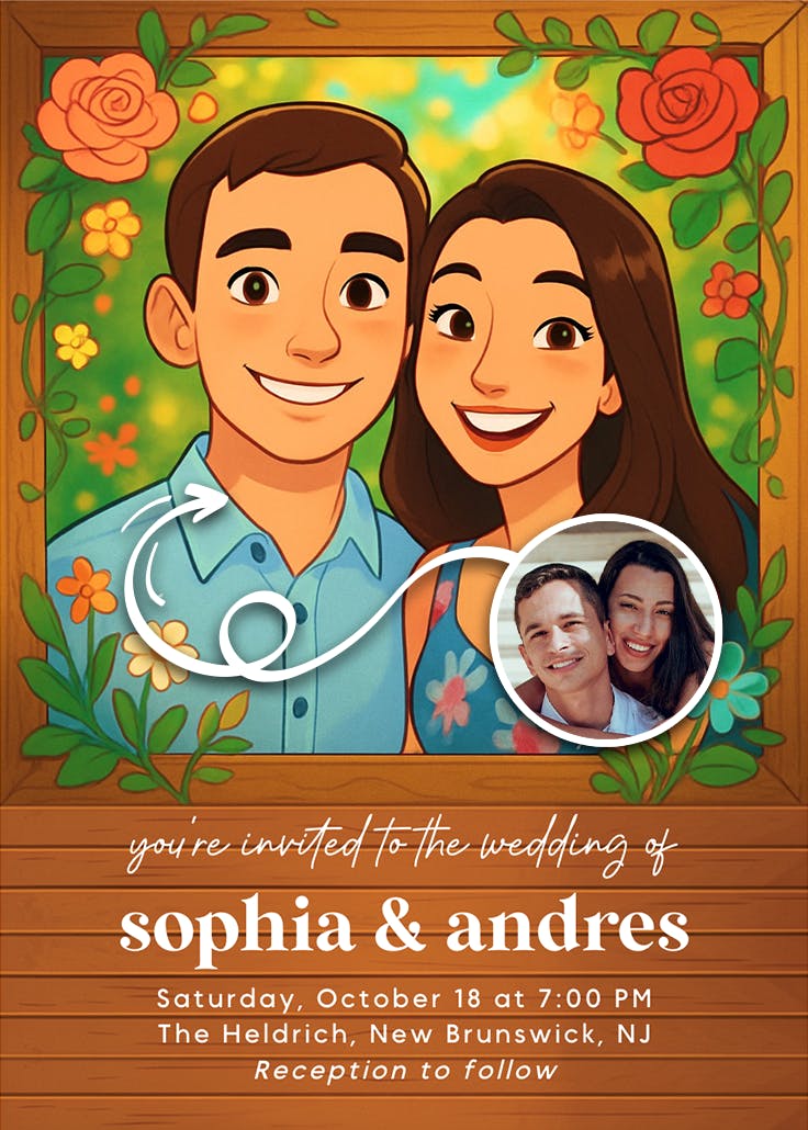 Wooden love frame - invitación de boda