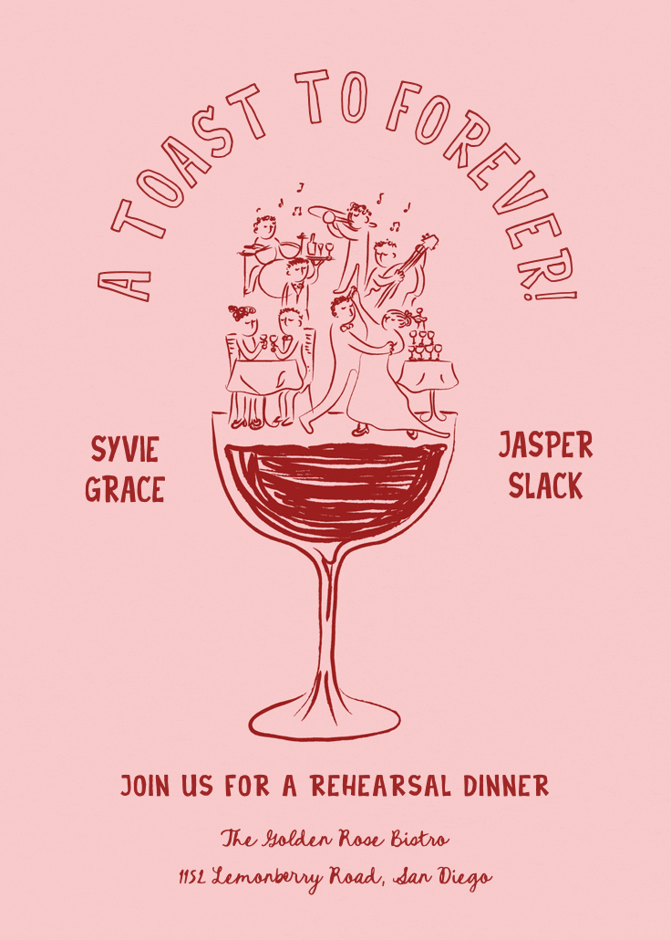 A toast to forever - invitación para cena de ensayo