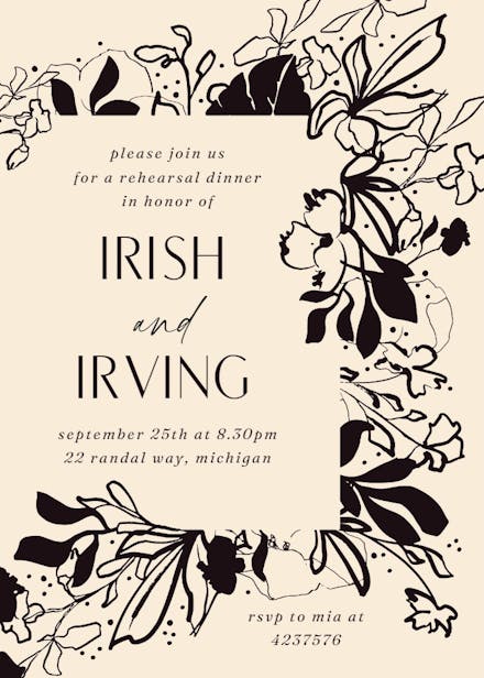 Abstract blooms - rehearsal dinner party invitation