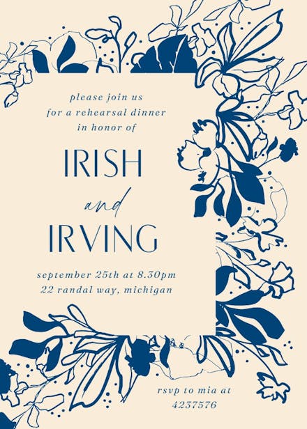 Abstract blooms - rehearsal dinner party invitation