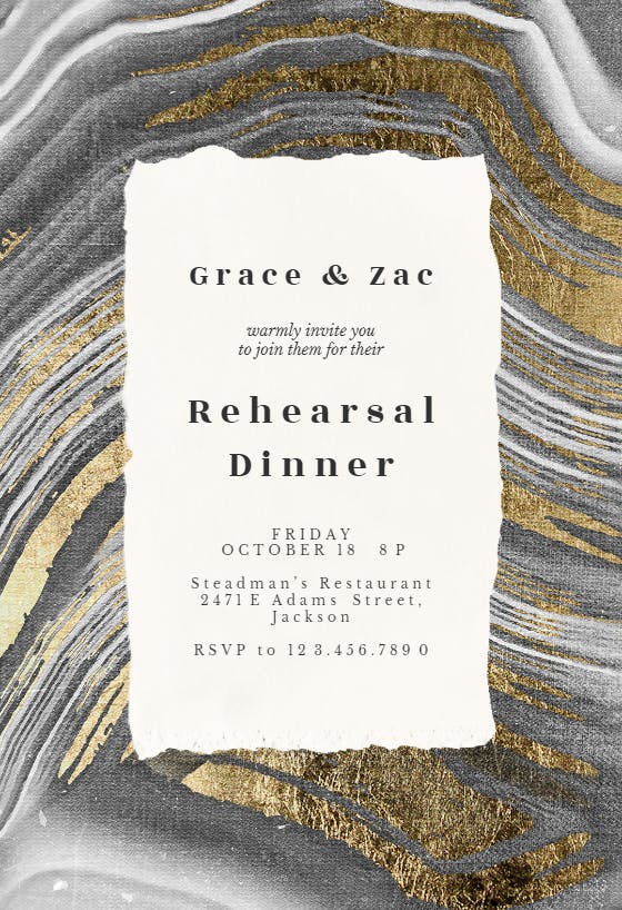 Agate rock - rehearsal dinner party invitation