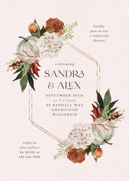 Autumn zest - rehearsal dinner party invitation