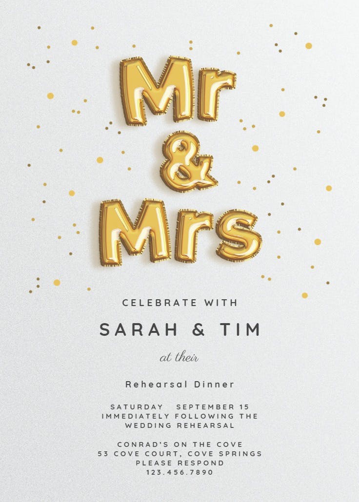 Balloons prelude - rehearsal dinner party invitation