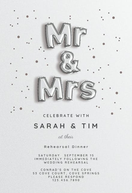 Balloons prelude - rehearsal dinner party invitation