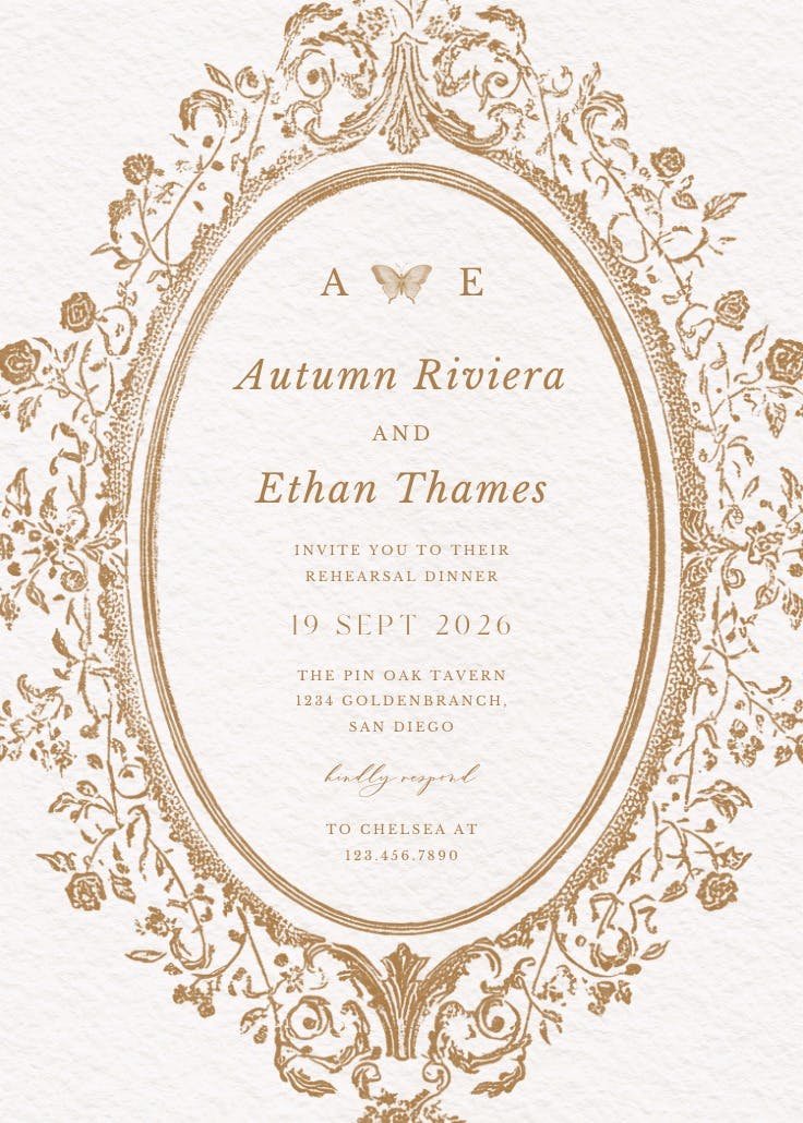 Baroque blooms  - invitación para cena de ensayo