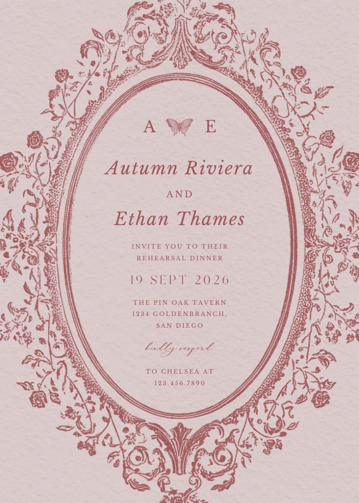 Baroque blooms  - invitación para cena de ensayo