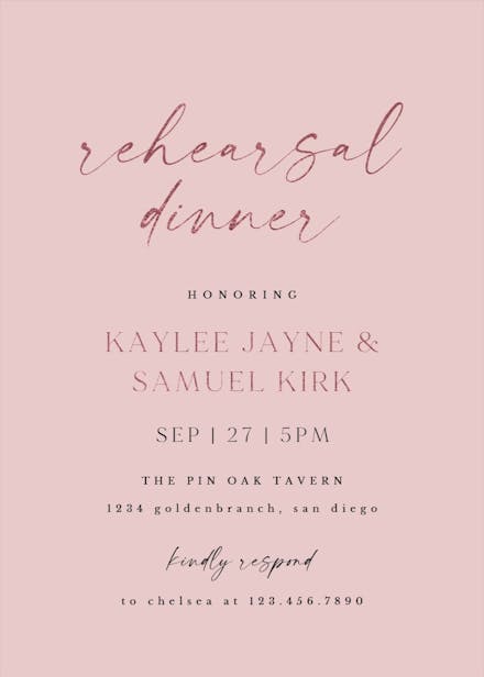 Bellisia - rehearsal dinner party invitation