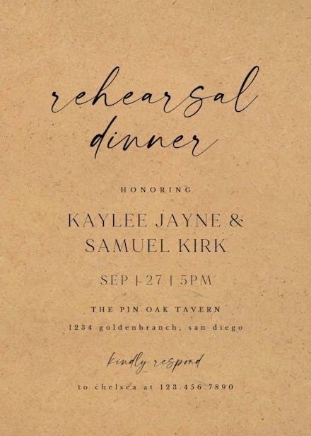 Bellisia - rehearsal dinner party invitation