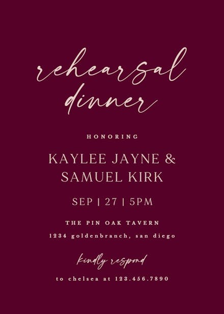 Bellisia - rehearsal dinner party invitation