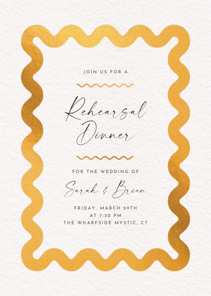 Billowing border - rehearsal dinner party invitation