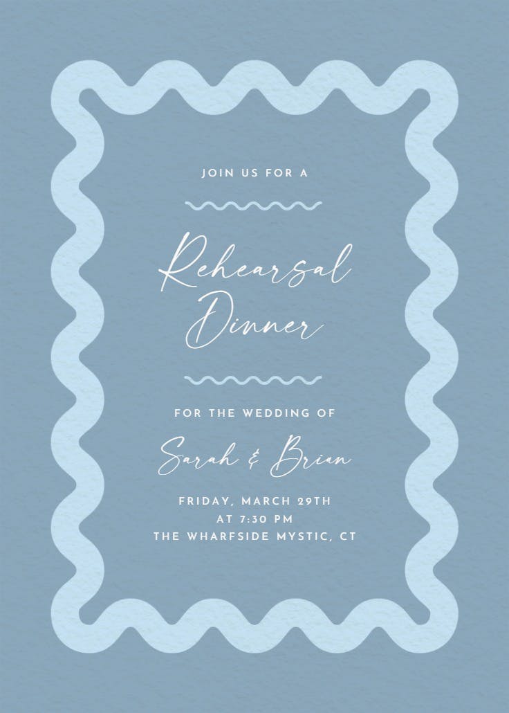 Billowing border - rehearsal dinner party invitation