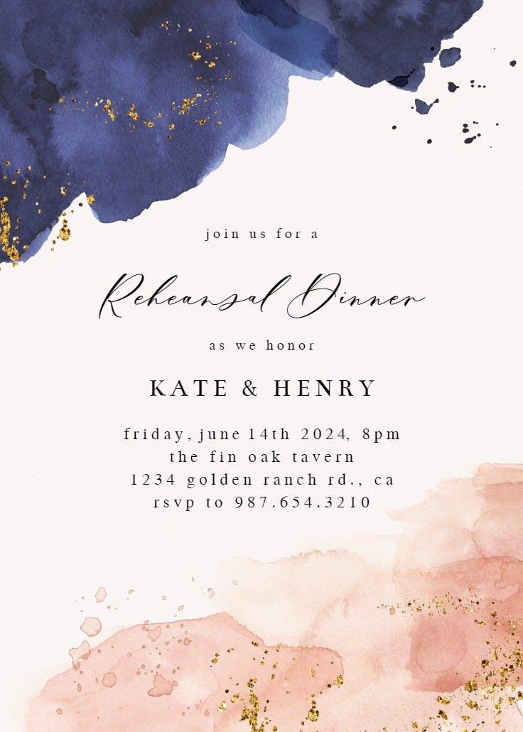 Blue vs pink - rehearsal dinner party invitation