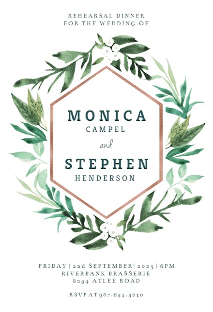 Botanical hexagon - Rehearsal Dinner Party Invitation