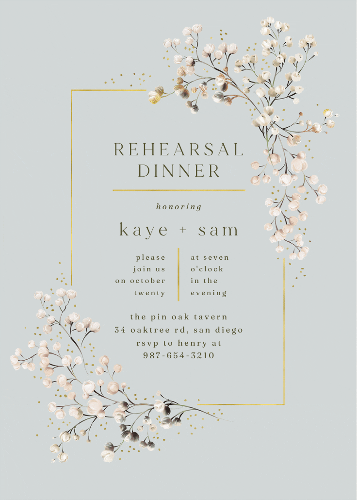 Breathless - rehearsal dinner party invitation