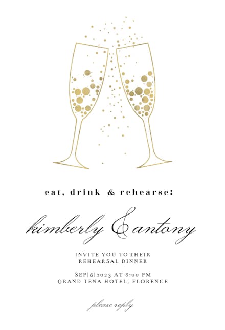 Bubbly glasses - Rehearsal Dinner Party Invitation