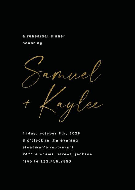 Calligraphy names - rehearsal dinner party invitation